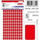 Tanex Etichete autoadezive color, 8 x 12 mm, 550 buc/set, TANEX - rosu fluorescent