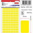 Tanex Etichete autoadezive color, 8 x 12 mm, 550 buc/set, TANEX - galben fluorescent