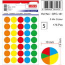 Tanex Etichete autoadezive color mix, D19 mm, 175 buc/set, TANEX - culori asortate