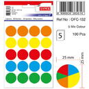 Tanex Etichete autoadezive color mix, D25 mm, 100 buc/set, TANEX - culori asortate