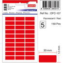 Tanex Etichete autoadezive color, 12 x 30 mm, 150 buc/set, TANEX - rosu fluorescent