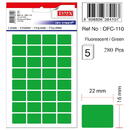 Tanex Etichete autoadezive color, 16 x 22 mm, 160 buc/set, TANEX - verde fluorescent