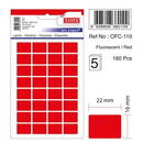 Tanex Etichete autoadezive color, 16 x 22 mm, 160 buc/set, TANEX - rosu fluorescent