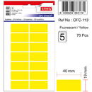 Tanex Etichete autoadezive color, 19 x 40 mm, 70 buc/set, TANEX - galben fluorescent