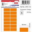 Tanex Etichete autoadezive color, 19 x 40 mm, 70 buc/set, TANEX - orange fluorescent