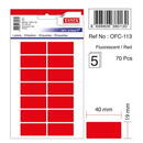 Tanex Etichete autoadezive color, 19 x 40 mm, 70 buc/set, TANEX - rosu fluorescent