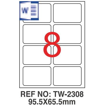 Accesorii birotica Etichete albe autoadezive, repozitionabile, 8/A4, 95.5 x 65.5mm, 25 coli/top, TANEX-colturi rotunji