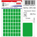 Tanex Etichete autoadezive color, 12 x 17 mm, 280 buc/set, TANEX - verde fluorescent