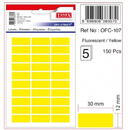 Tanex Etichete autoadezive color, 12 x 30 mm, 150 buc/set, TANEX - galben fluorescent
