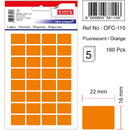 Tanex Etichete autoadezive color, 16 x 22 mm, 160 buc/set, TANEX - orange fluorescent