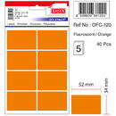 Tanex Etichete autoadezive color, 34 x 52 mm, 40 buc/set, TANEX - orange fluorescent