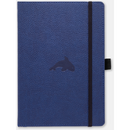 Caiet cu elastic, A5+, 96 file-100g/mp-cream, coperti rigide albastre, Dingbats Whale - dictando