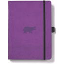 Dingbats wildelife Caiet cu elastic, A5+, 96 file-100g/mp-cream, coperti rigide violet, Dingbats Hippo - dictando