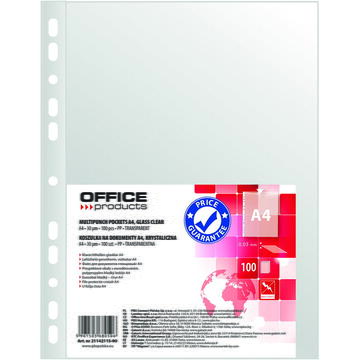 Accesorii birotica Folie protectie pentru documente A4, 30 microni, 100folii/set, Office Products - cristal
