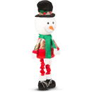 Generic Figurină textilă de Crăciun - cu picioare telescopice - 95 x 25 x 20 cm - om de zăpadă