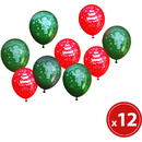 Generic Set baloane - roșu, verde, cu motive de Crăciun - 12 piese / pachet