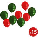 Generic Set baloane - roșu, verde -metalic - 15 piese / pachet