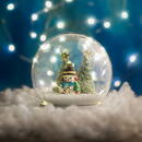 Generic Glob de sticlă cu LED - de Crăciun - om de zăpadă+pin