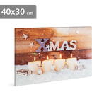 Generic Tablou de Crăciun - LED - cu agățătoare, 2 baterii AA - 40 x 30 cm (4 LEDuri galbene)