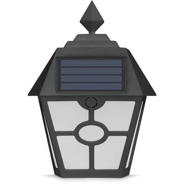 Family Lampă solară LED - neagră, cu lumină alb rece - 14 x 6,2 x 19 cm