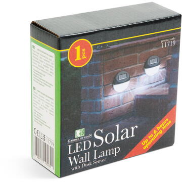 Family Lampă solară LED - neagră, lumină alb rece - 11 x 11 x 4 cm