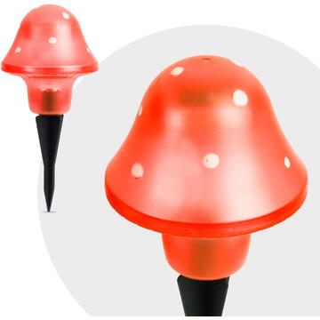 Family Pound Lampa solara ciuperca LED - rosu - 11 cm