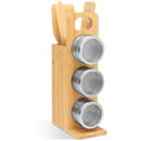 Bewello Suport magnetic pentru condimente set de unelte din bambus 7 piese