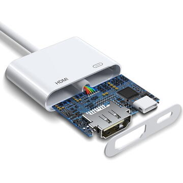 JOYROOM adapter Lightning (male) to digital HDMI (female) + Lightning (female) FullHD 1080p 60Hz white (S-H141 white) adapter