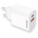 Grixx Incarcator priza, 20W, USB-C + USB-A Fast Charging - alb