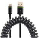 Cablu de date spiralat LEITZ Complete Lightning, port USB, 1 m - negru