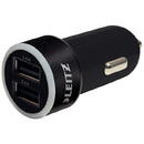 Leitz Duo-incarcator LEITZ CompleteTraveller USB pentru masina - negru