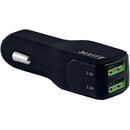Duo-incarcator LEITZ Complete cu cablu USB pentru masina, incarcare rapida, 24W - negru