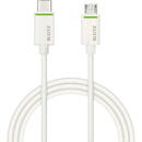 Leitz Cablu de date LEITZ Complete tip USB-C la Micro USB, cu ieaire până la 2A, 1 m - alb