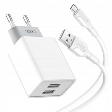 Incarcator de retea Wall charger XO L65EU with Micro Usb Cable 2xUSB (white)