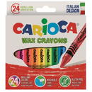 Carioca Creioane cerate, rotunde, lavabile, D- 8mm, 24 culori/cutie, CARIOCA Wax Crayons