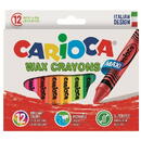 Creioane cerate, rotunde, lavabile, D-12mm, 12 culori/cutie, CARIOCA Wax Crayon Maxi