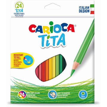 Articole pentru scoala Creioane colorate CARIOCA Tita, hexagonale, flexibile, 24 culori/cutie