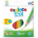 Carioca Creioane colorate CARIOCA Tita, hexagonale, flexibile, 24 culori/cutie