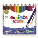Creioane colorate CARIOCA Acquarell, hexagonale, 24 culori/cutie - cutie metalica