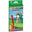 Alpino Creioane colorate cu guma, cutie carton, 12 culori/set, ALPINO Erasable
