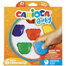 Creioane cerate, forma - cap Teddy Bear, 6 culori/cutie, CARIOCA Baby Teddy Crayons 1+