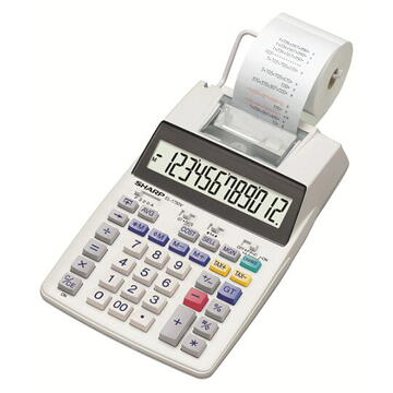 Calculator de birou Sharp calculators Calculator cu banda, 12 digits, 230 x 150 x 52 mm, SHARP EL-1750V - alb