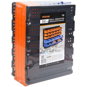 Cutii organizatoare de perete - 30 de cutii din plastic - 640 x 375 x 175 mm - Handy
