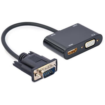 Gembird A-VGA-HDMI-02 video cable adapter 0.15 m HDMI + VGA (D-Sub) VGA (D-Sub) Black
