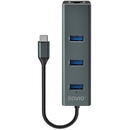 SAVIO Savio AK-57 USB-C - 3 x USB-A HUB with RJ-45 Gigabit Ethernet adapter, 5000 Mbit/s, grey