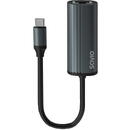 SAVIO Adapter USB-C 3.1 Gen.1 (M) to RJ-45 Gigabit Ethernet (F), 1000 Mbps, AK-56, grey