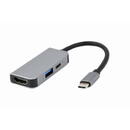 Gembird Gembird A-CM-COMBO3-02 USB Type-C 3-in-1 multi-port adapter (USB port + HDMI + PD), silver