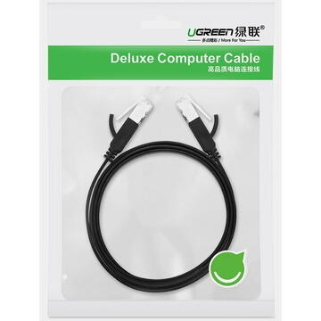 Ugreen Flat Cable Internet Network Cable Ethernet Patchcord RJ45 Cat 6 UTP 1000Mbps 1m Black (NW101 50184)
