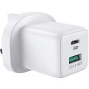 JOYROOM Joyroom wall travel charger USB Type C / USB 30W Power Delivery Quick Charge 4,5A (UK plug) white (L-QP303)