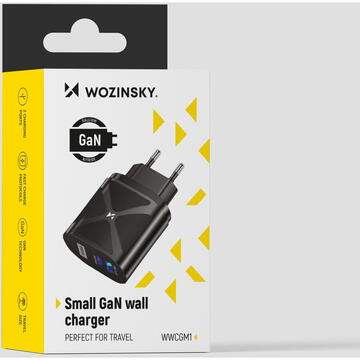 Incarcator de retea Wozinsky small 65W GaN charger with USB ports, USB supports fast charging black (WWCGM1)